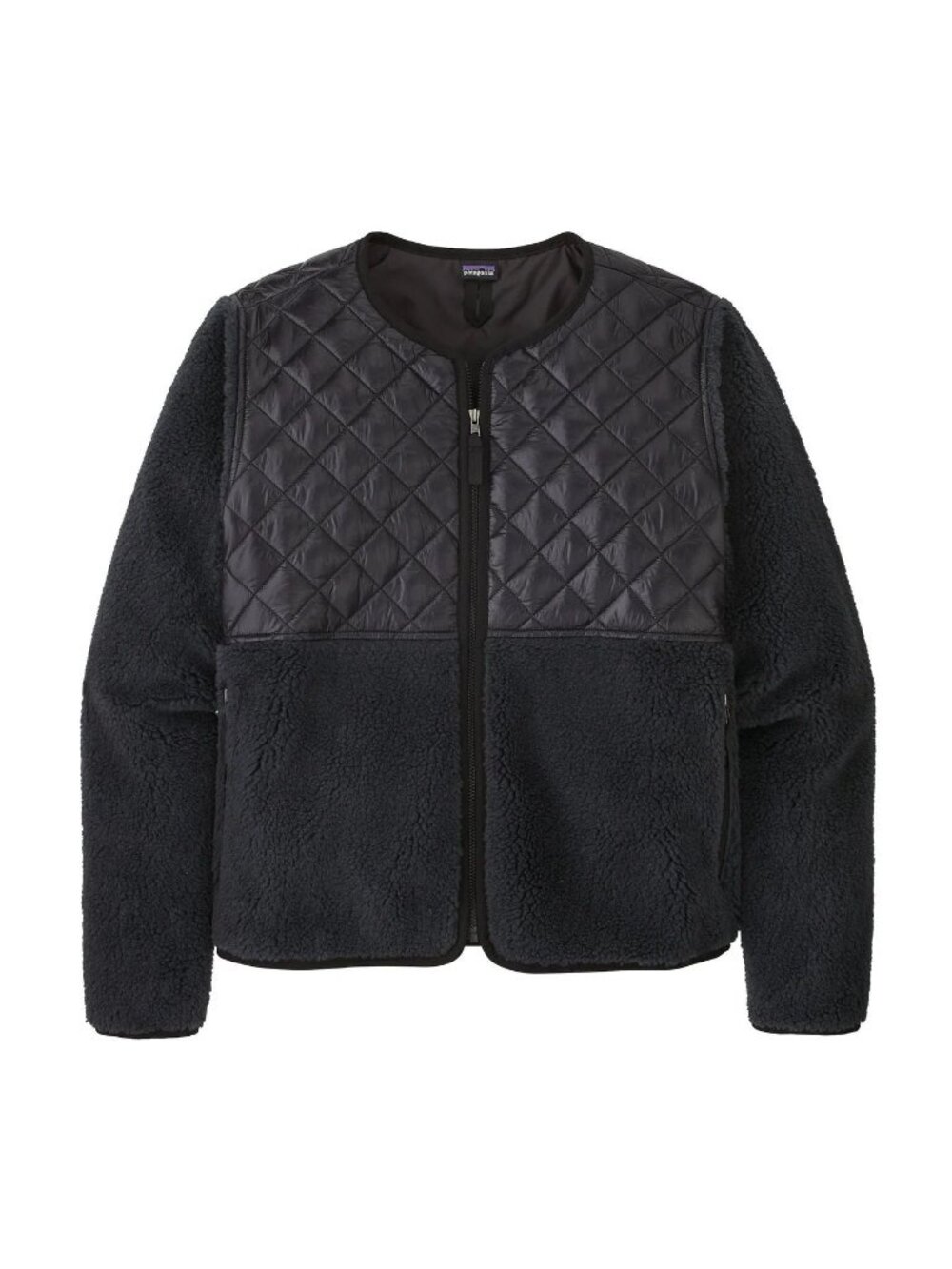Patagonia Recycled Sherpa Hybrid Jacket Small Women Black Fleece Quilted EUC